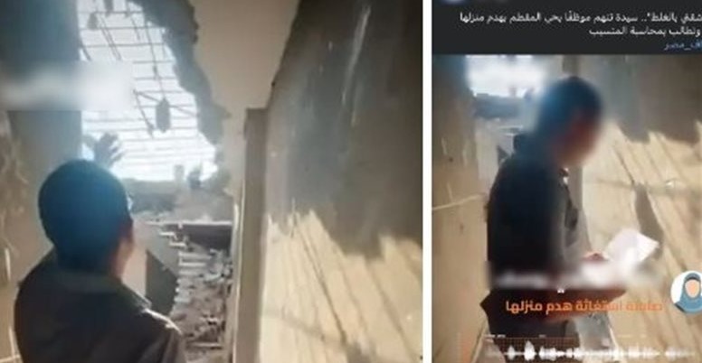 في مقطع فيديو.. سيدة تتهم حي المقطم بالقاهرة بهدم جزء من شقتها وسرقة محتوياتها